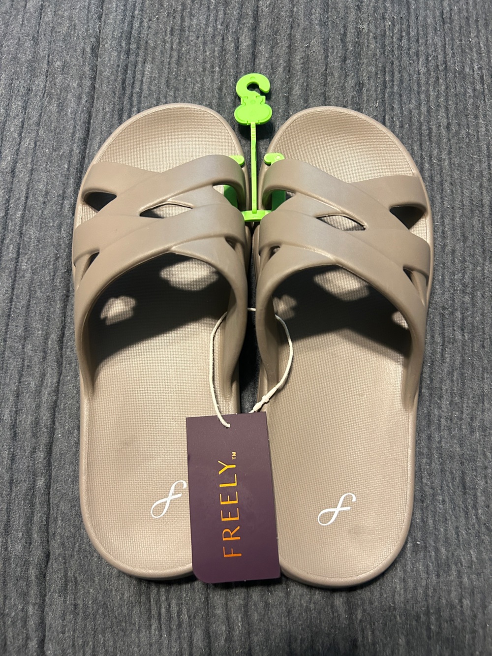 Freely Women's Neutral Taupe Cross-Strap Slide Sandals